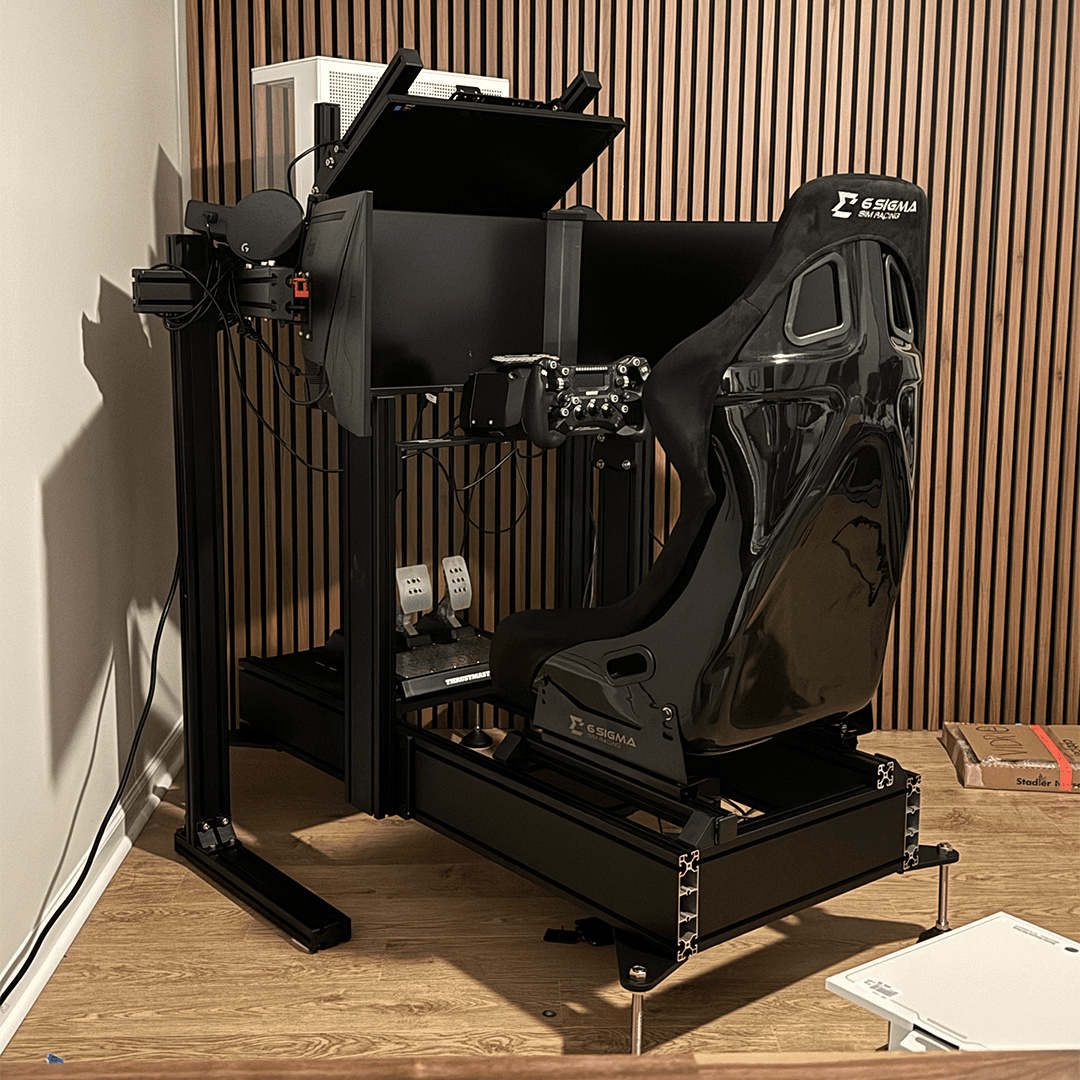 My sim racing setup is built for maximum rigidity and efficiency, allowing me to test hardware and create content quickly without unnecessary complexity. While it may not be the most “immersive” configuration, it perfectly suits my workflow as a content creator. Overall, I’m very happy with the balance of simplicity and structural stability it provides.