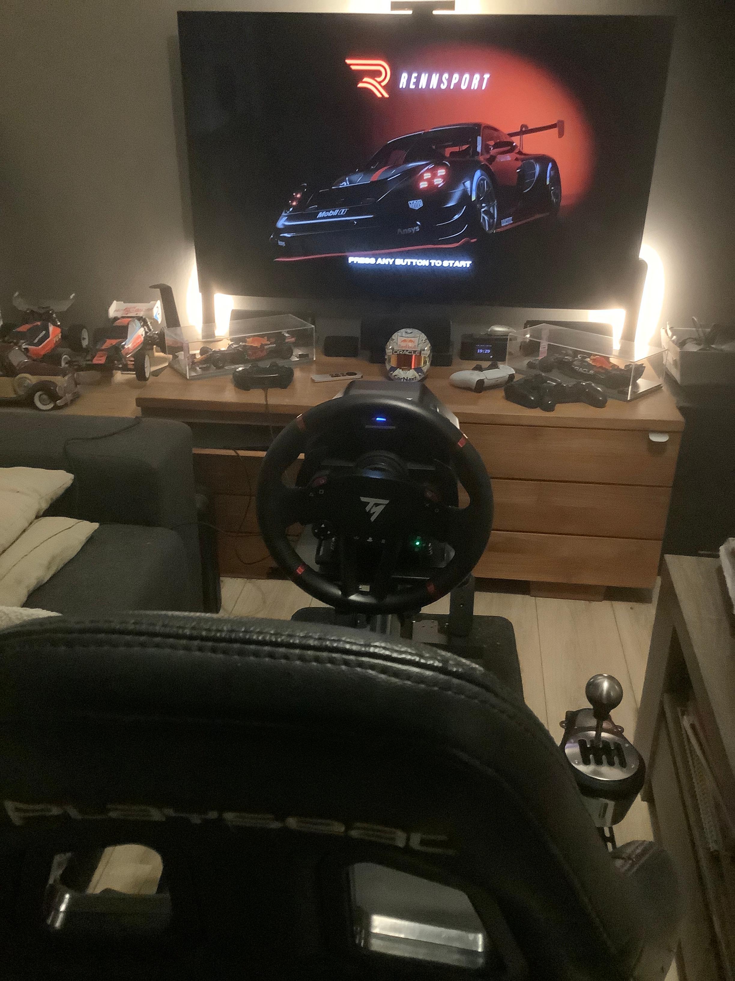 Console only Playseat rig with Thrustmaster setup. ATM waiting for announced loadcell upgrade.
Slowly evolving to decent rig, gaming PC with ultrawide curved monitor, stronger DD and perhaps motion?